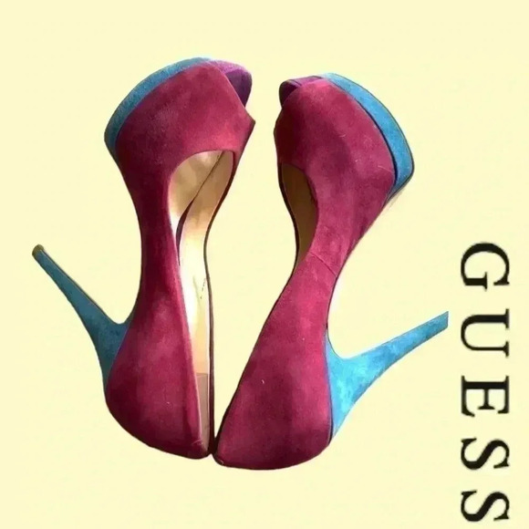 Guess  Colour Block Suede Heels - Picture 6 of 11